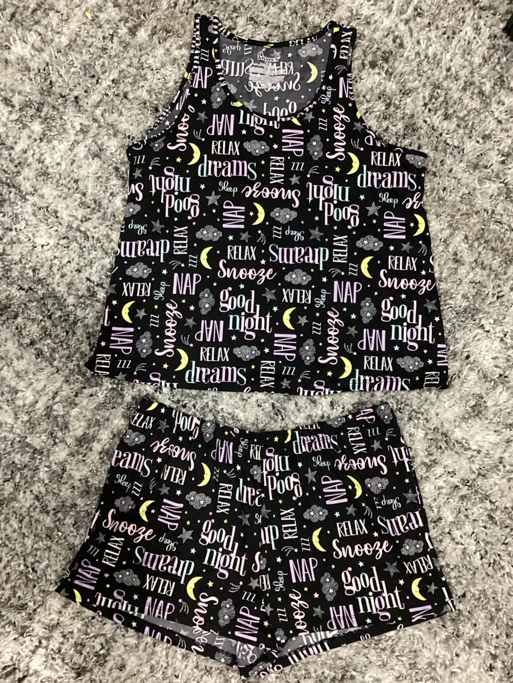 Women’s Black Word-Print Pajama Set